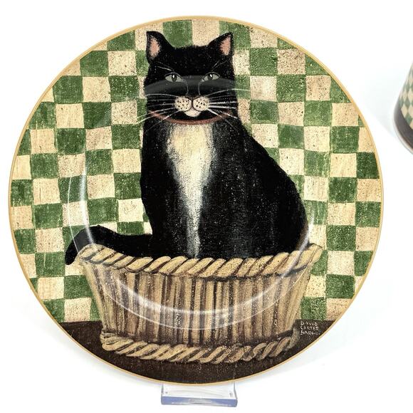 VTG 2004 Country Kitties Set/2 Coffee Mug Dessert Plate Black Cat DC Brown Co. - Picture 5 of 10